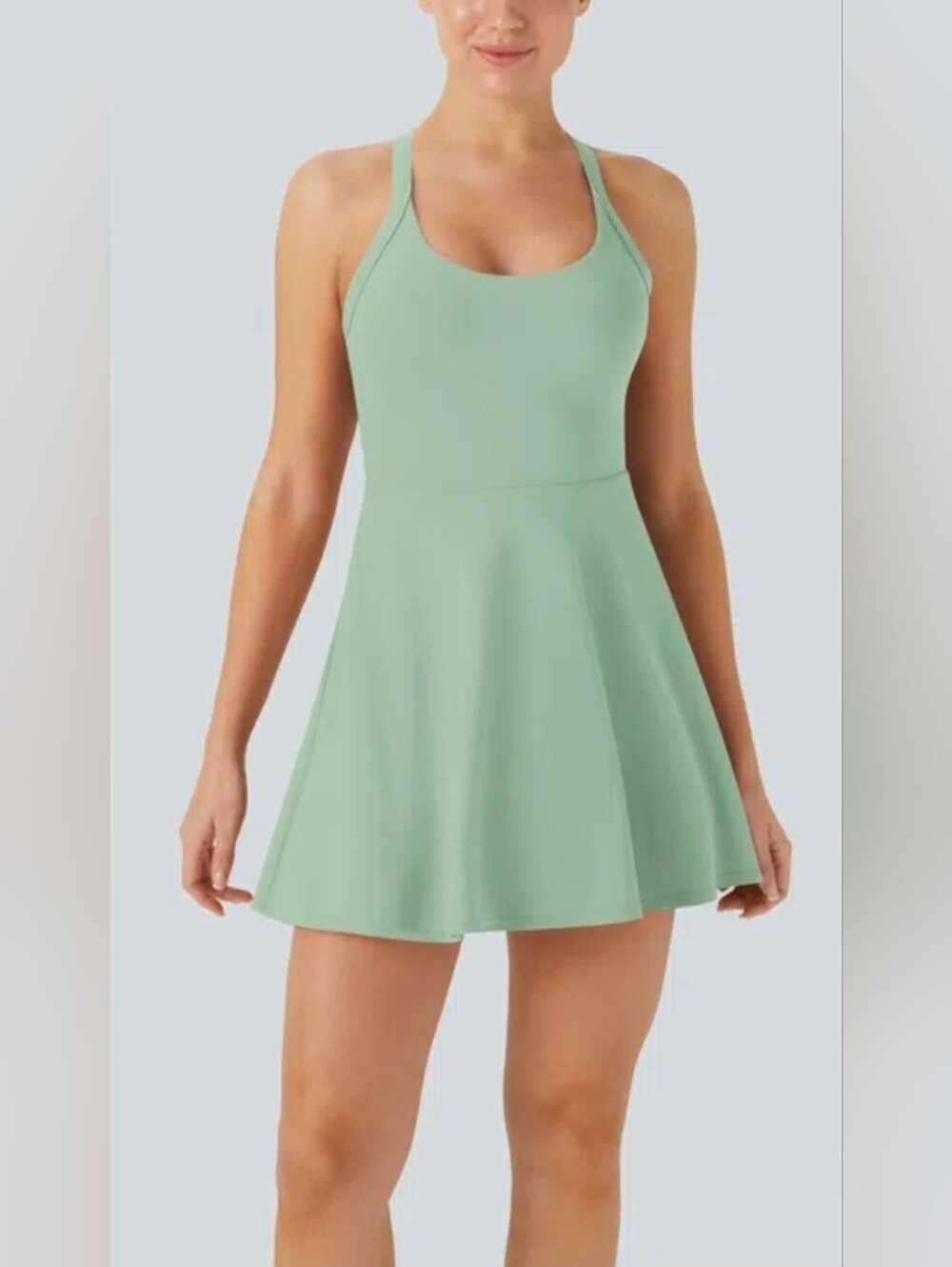 Halara Easy Peezy Active Dress Mint Green Built In Shorts Pocket Size Small - Picture 10 of 10